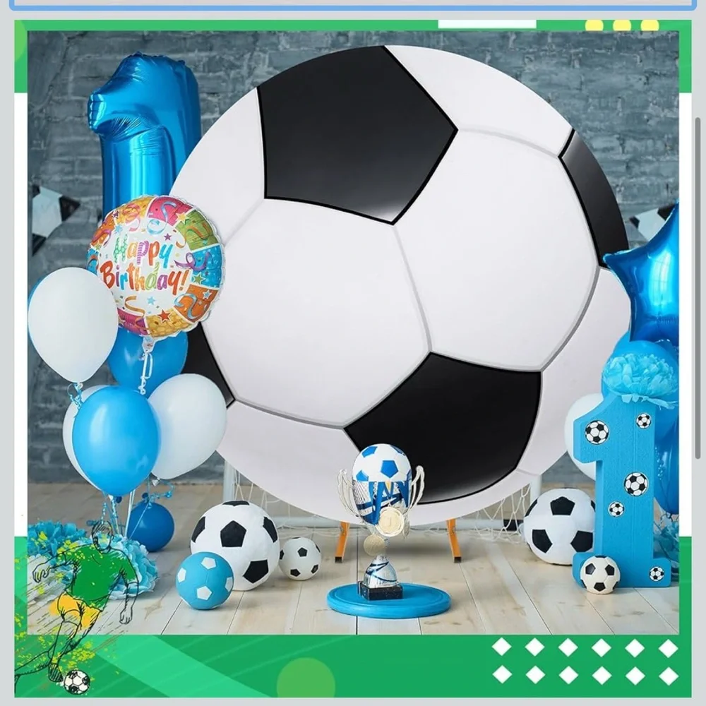 6.5Ft Round Spandex Backdrop Cover - Sports Theme Arch Backdrop for Party